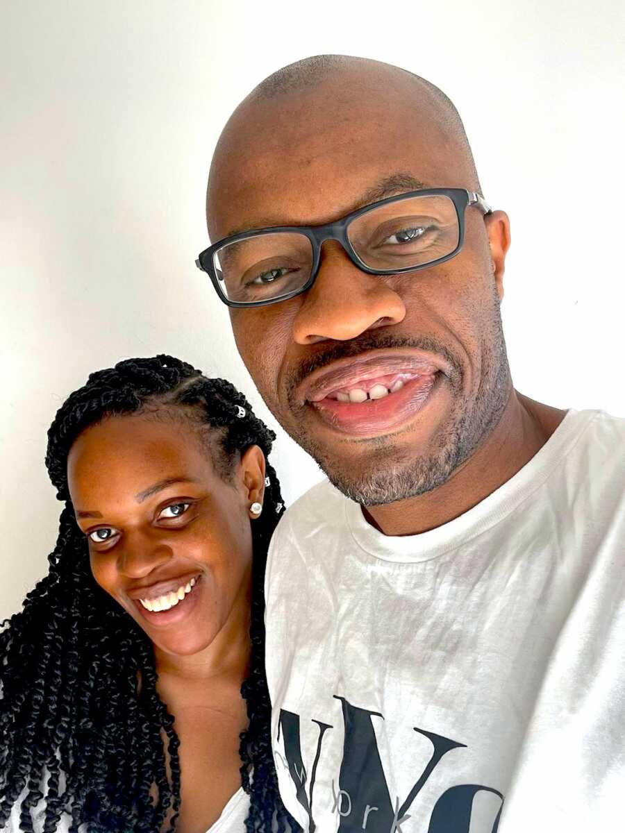 Woman takes a selfie with her husband