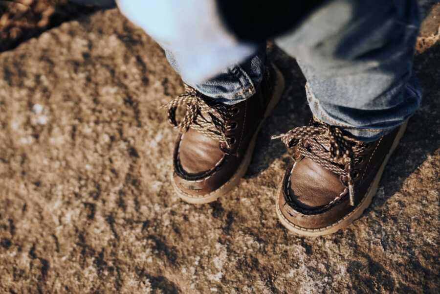 little boys shoes on his second birthday