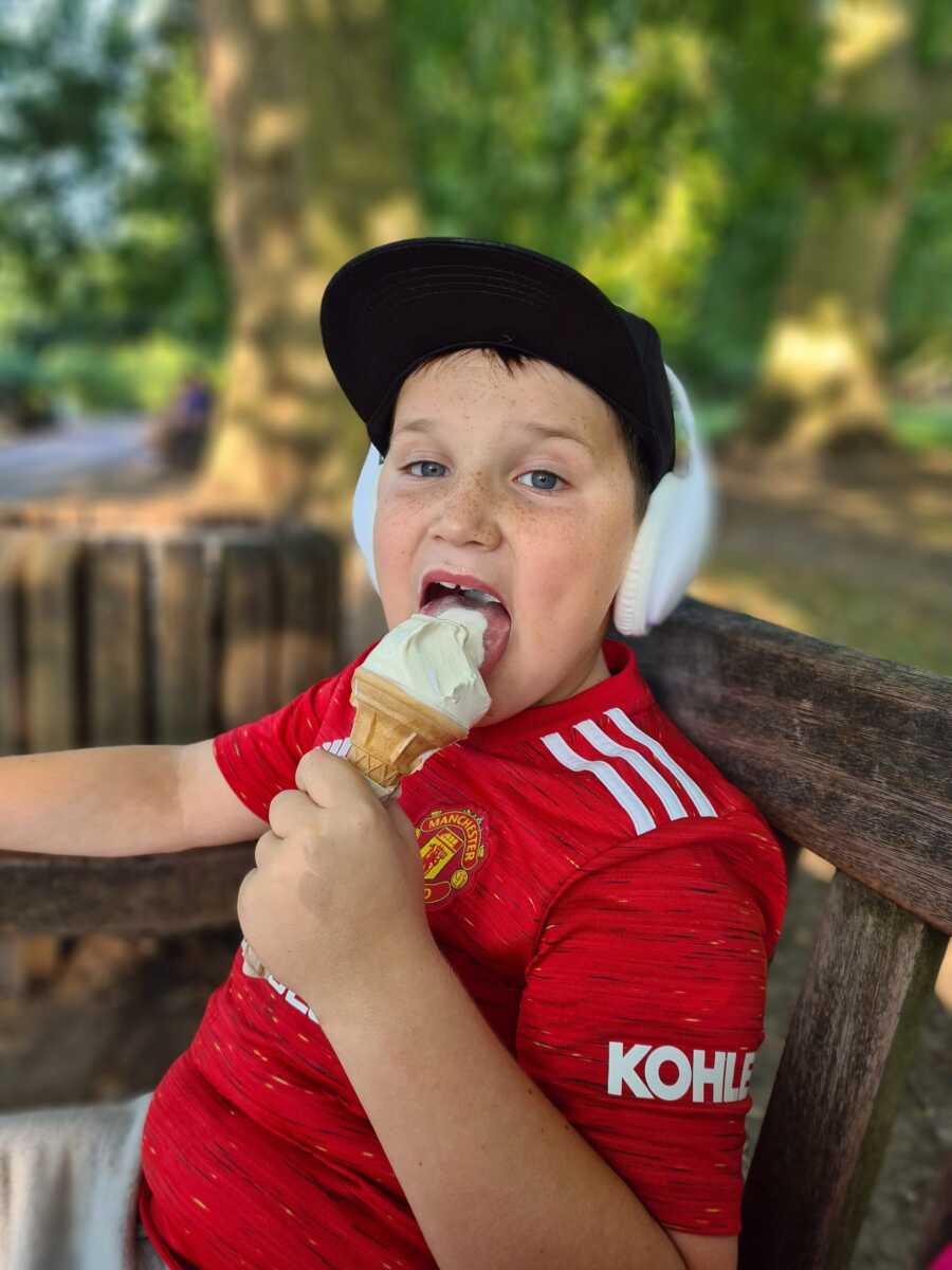 little boy eating ice cream