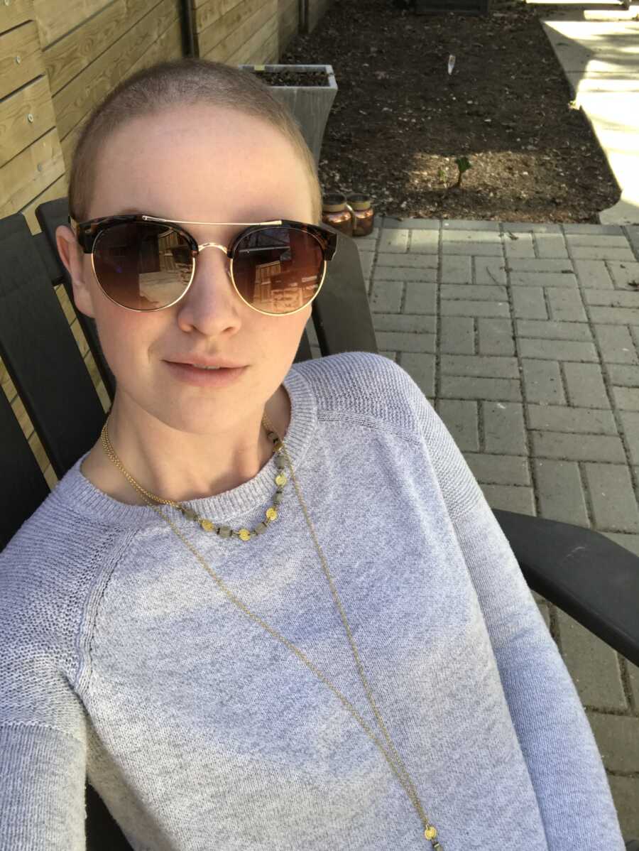 woman taking a selfie during cancer