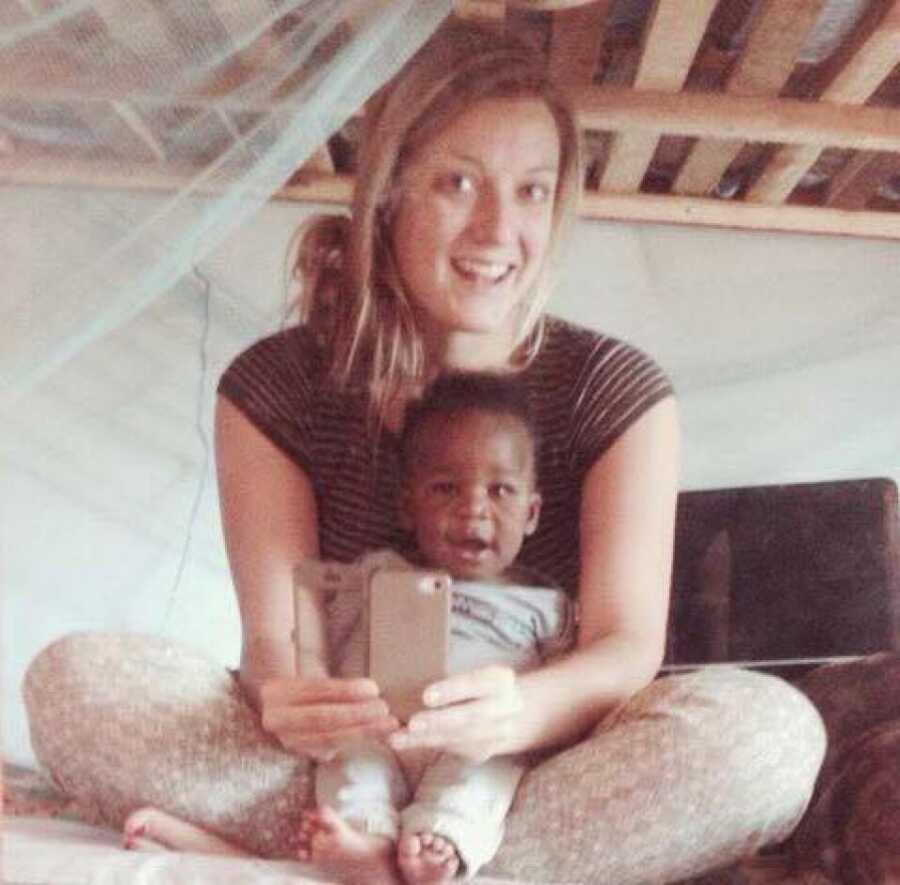 mom taking selfie with her son