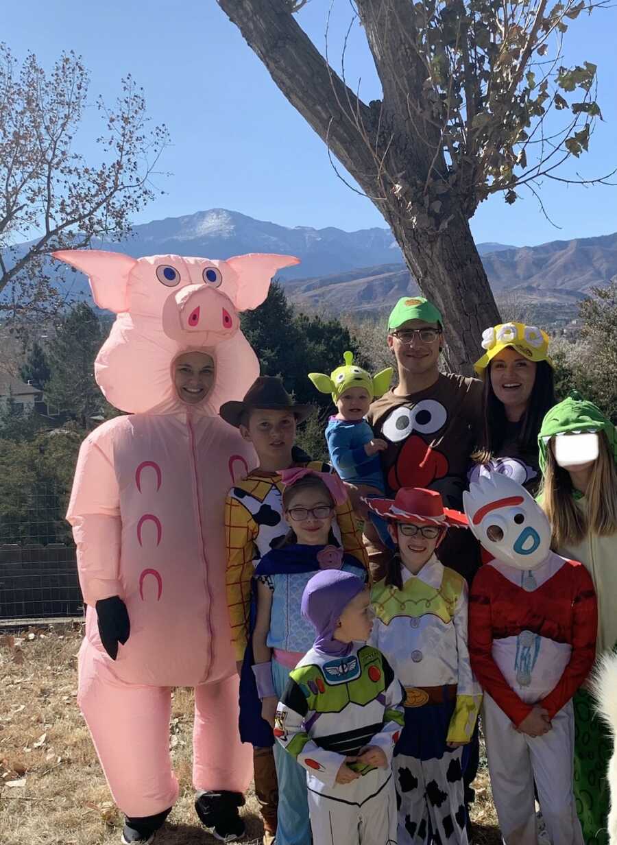 family in halloween costumes 