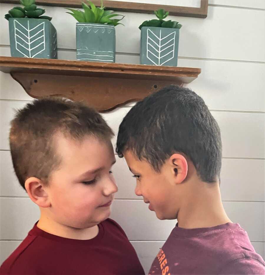 brothers going to hug each other 