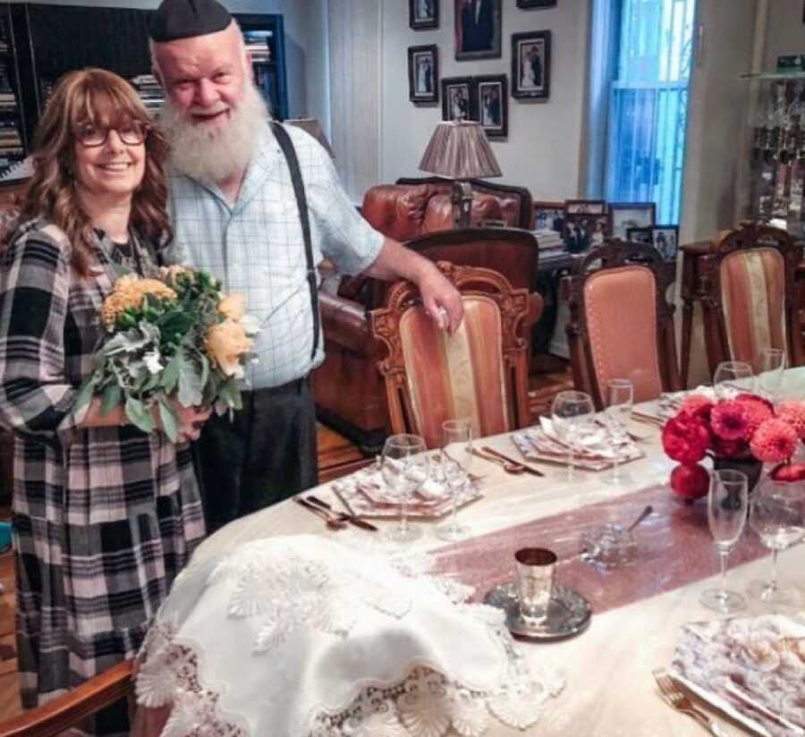 mom and dad before Shabbat dinner