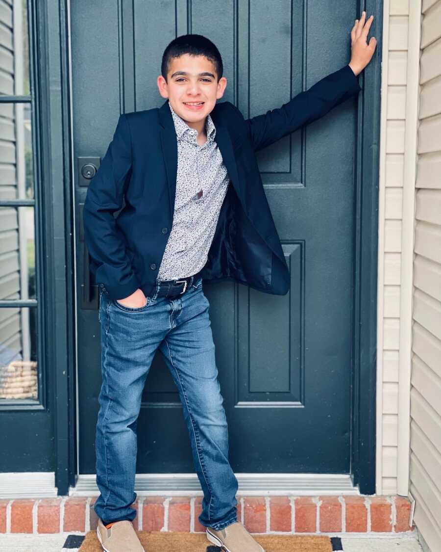 A boy with autism dressed up to present a speech to city council