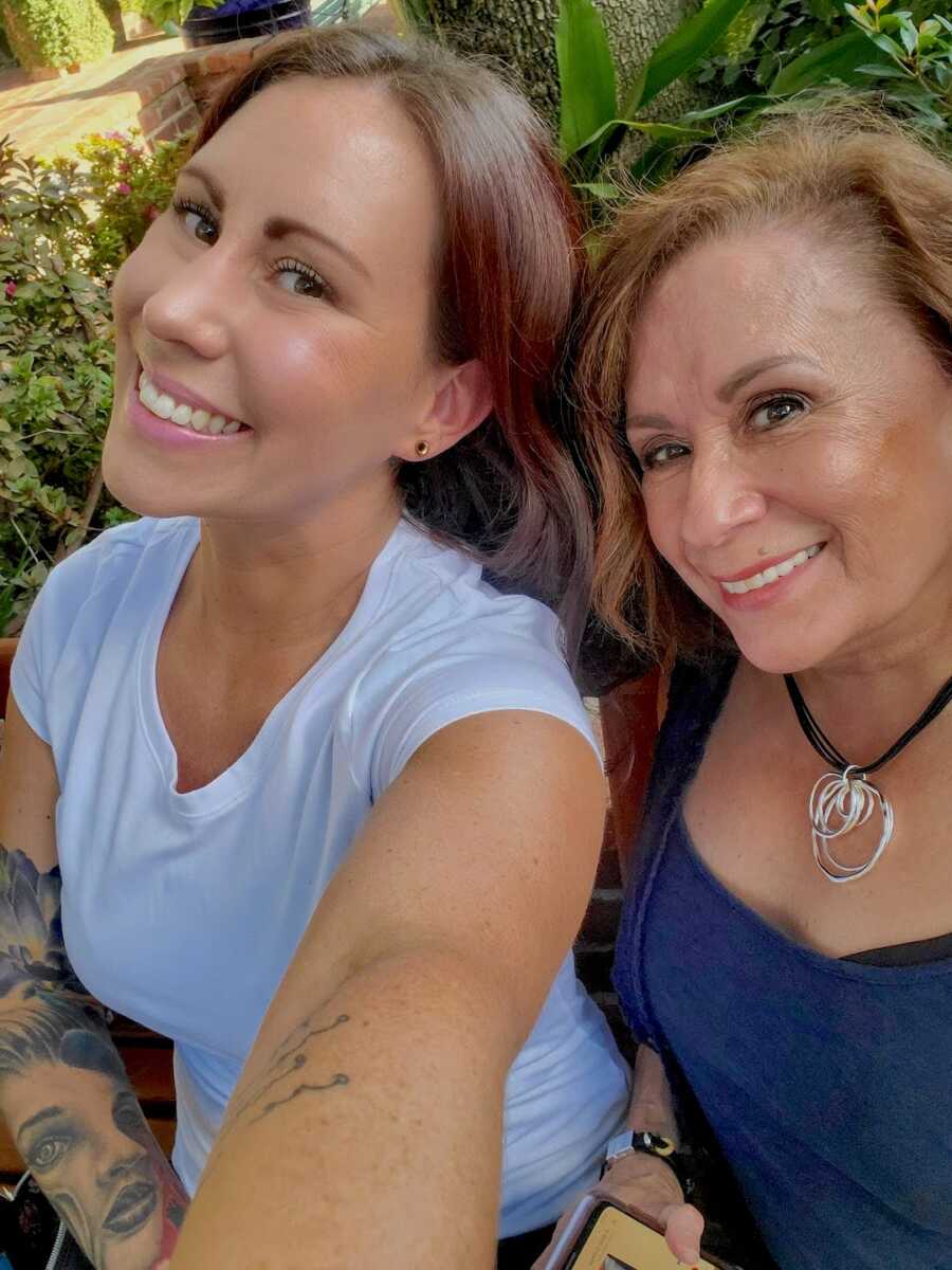 sober woman takes a selfie with a loved one