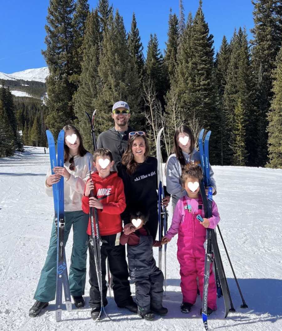 foster parents take five of their foster children skiing
