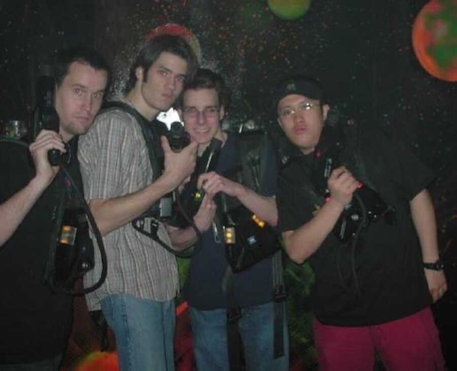 men playing laser tag 