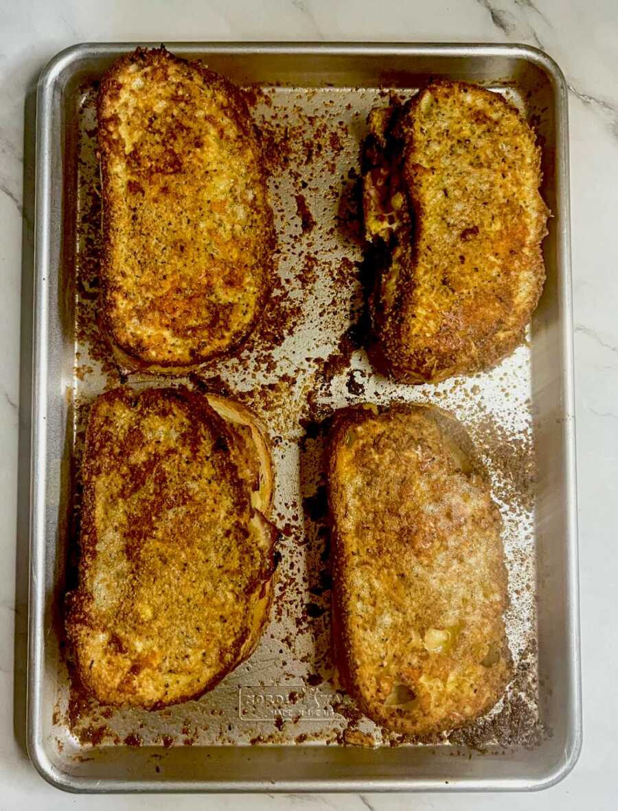 sandwiches fully cooked in half sheet pan