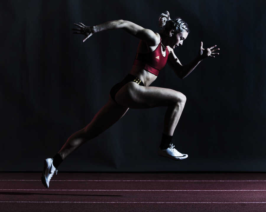 track star posing for a photo