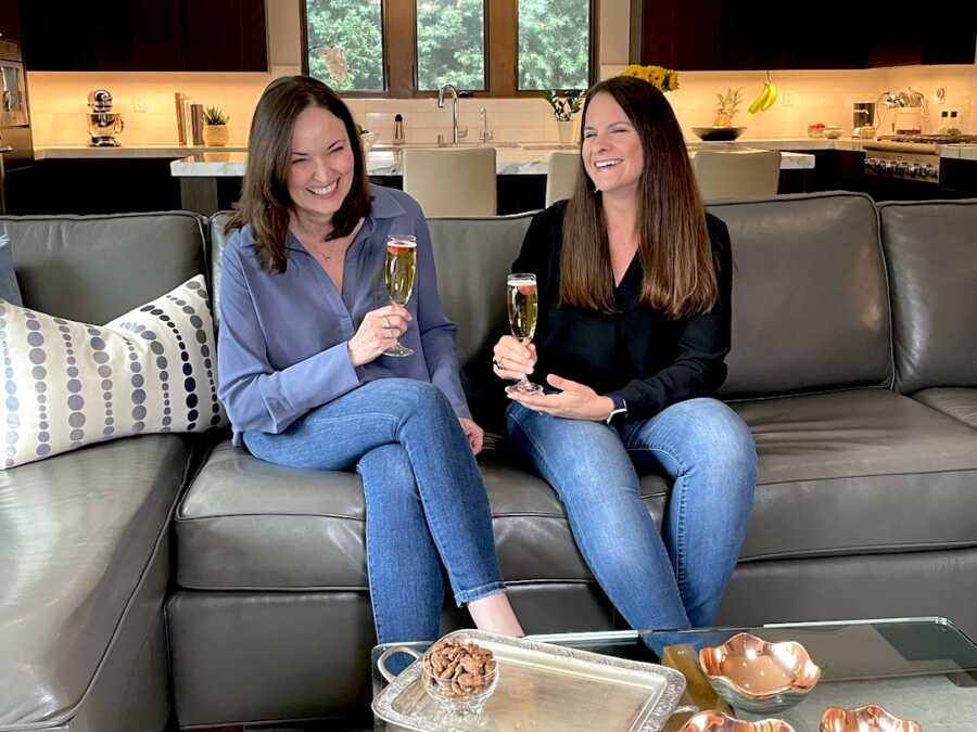 founders of pimp my recipe sitting on the couch enjoying champagne