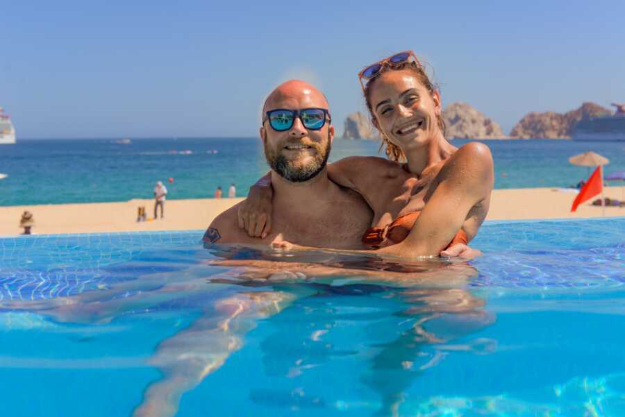 couple in a pool