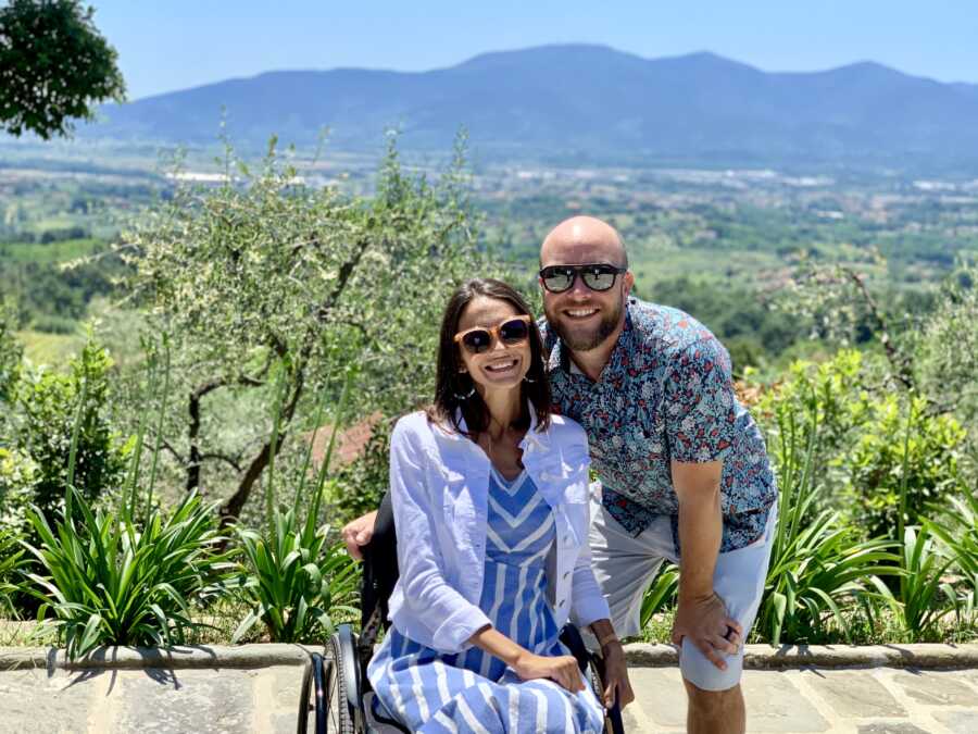 husband and wife with beautiful views