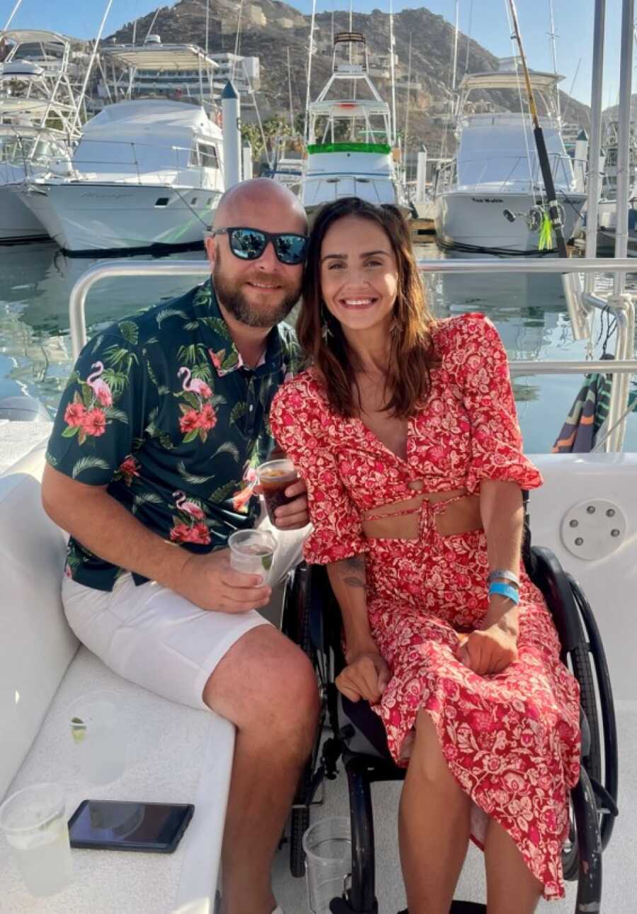 husband and wife on a boat