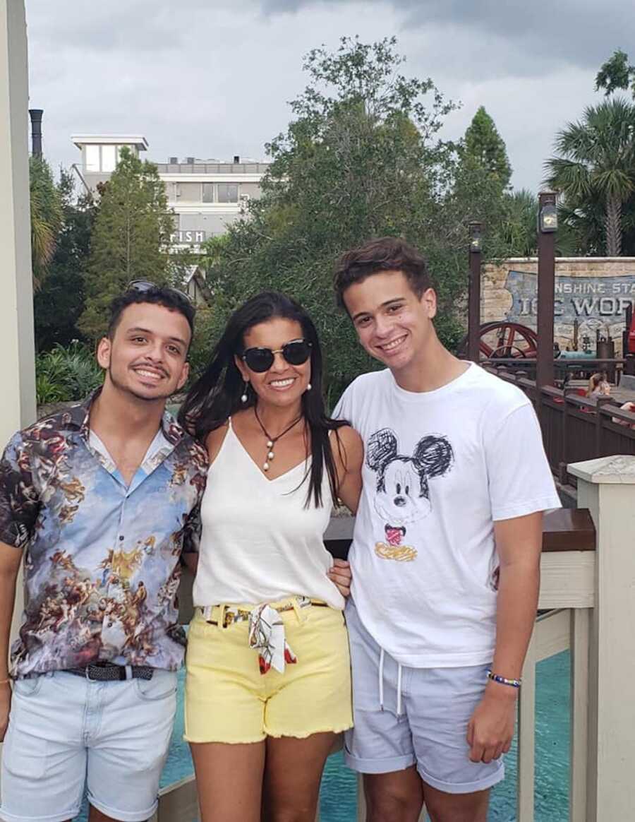 sons and mother at Disney 