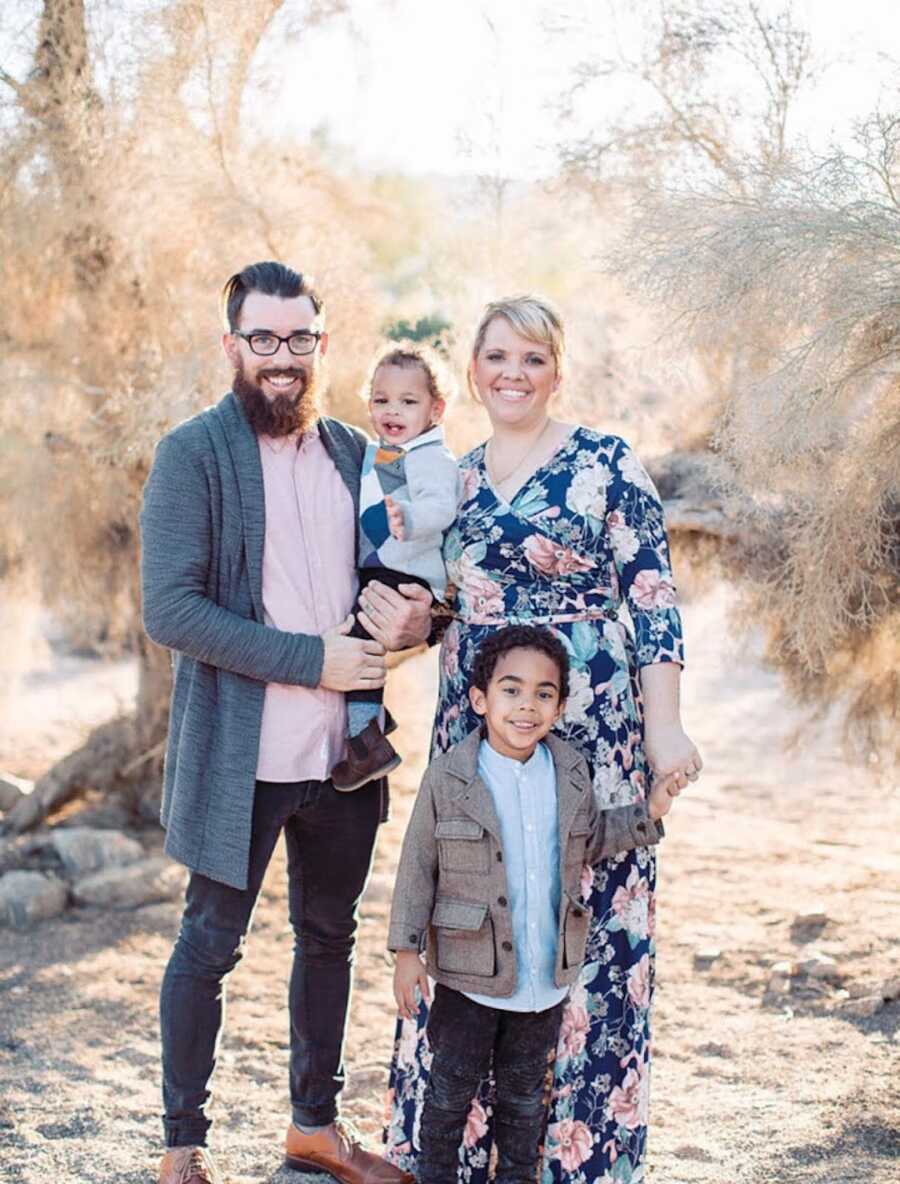 family taking photo together