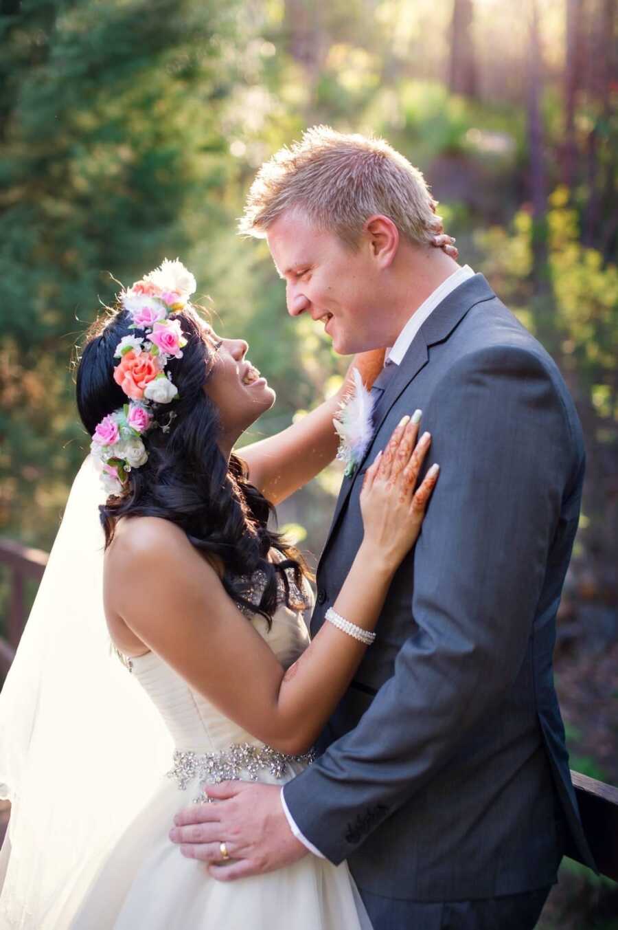 husband and wife at wedding 