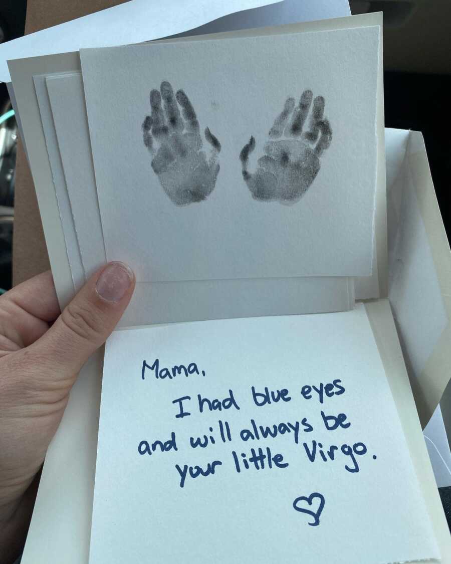 hand prints of little boy who didn't make it