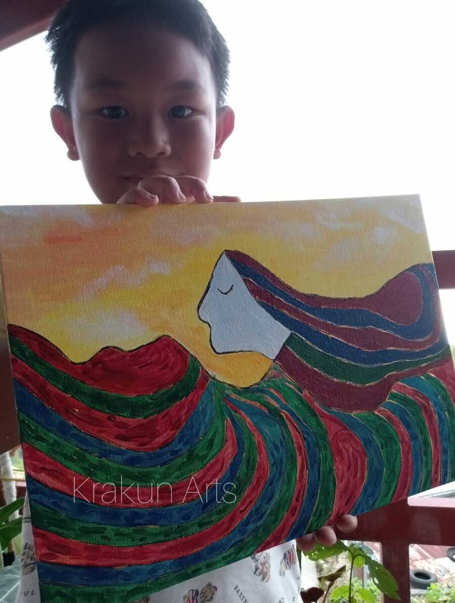boy with painting 