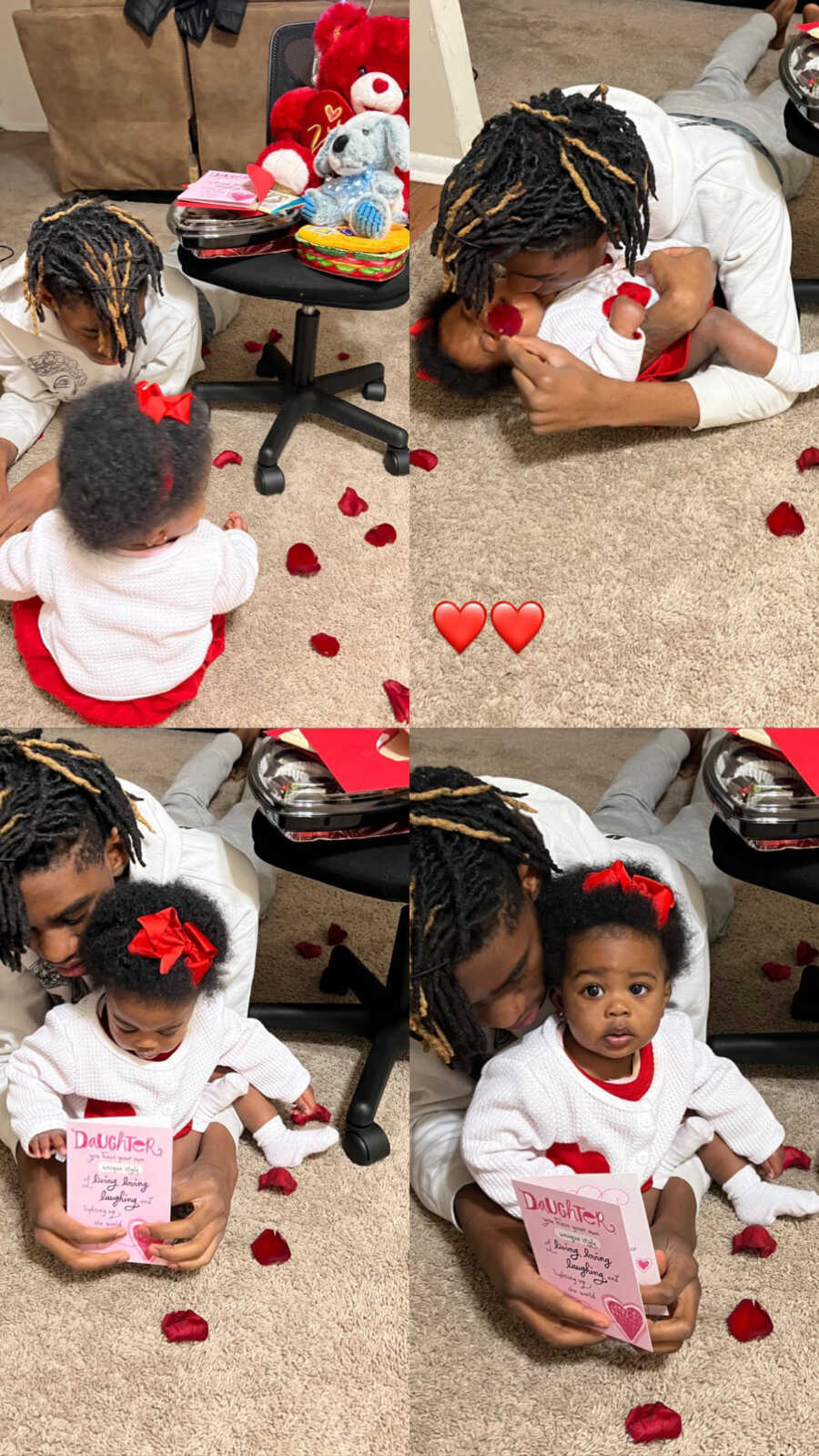 collage of dad with his daughter on valentines' day