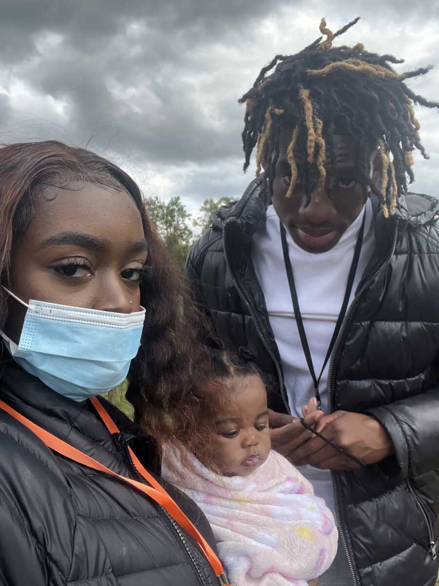 family selfie at the park