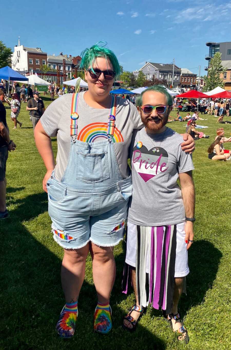 man and woman at pride event