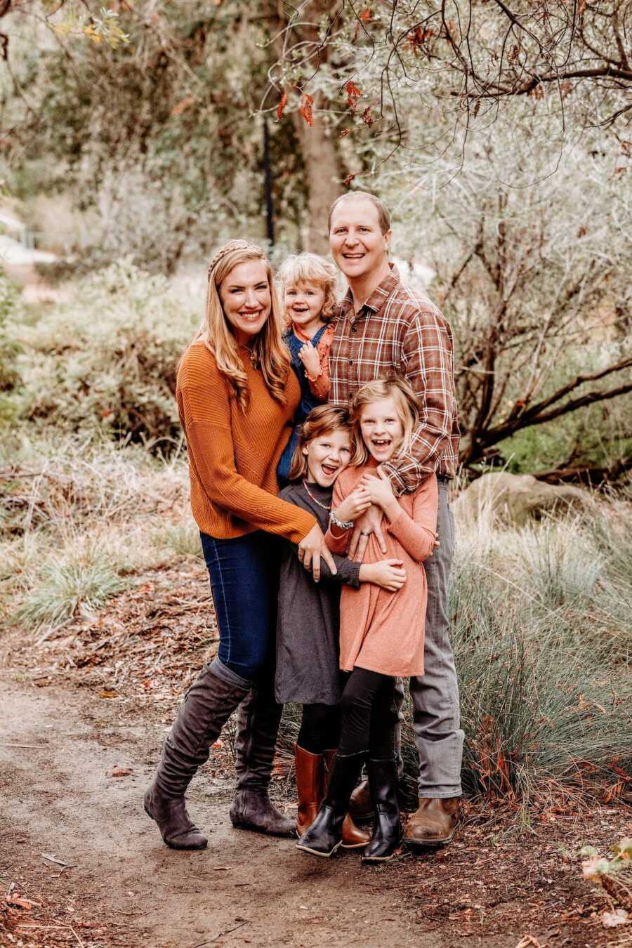 family photo in the woods