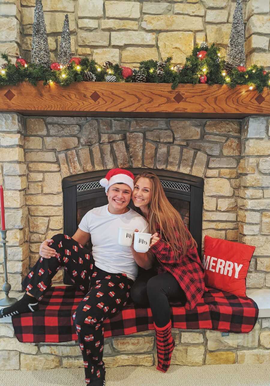 husband and wife at Christmas 