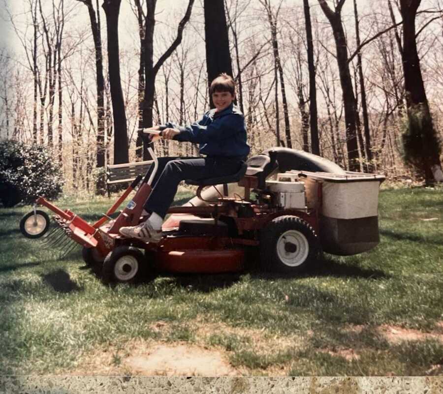 young boy on tractor 