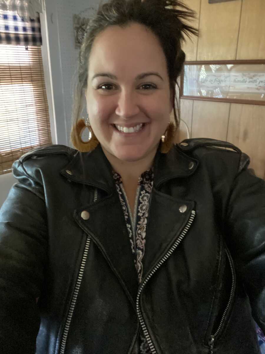 selfie in a leather jacket
