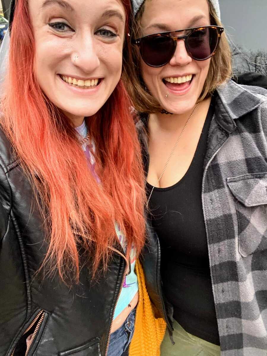 Recovered addict and her friend after leaving rehab