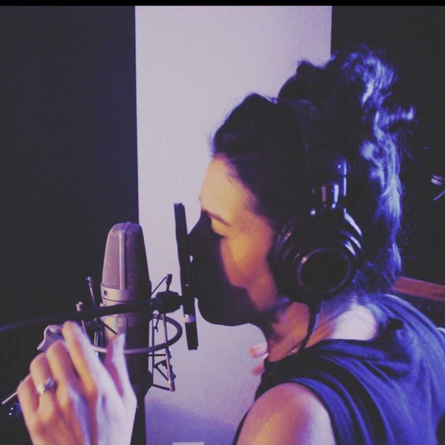 woman in recording studio 