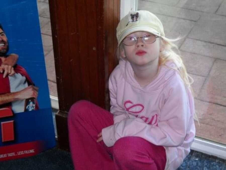 albino child wearing all pink