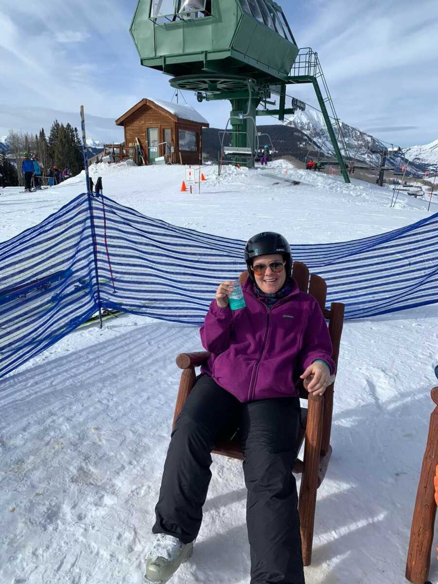 woman enjoying herself skiing