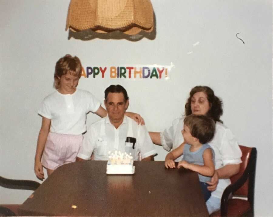 girl with grandparents 