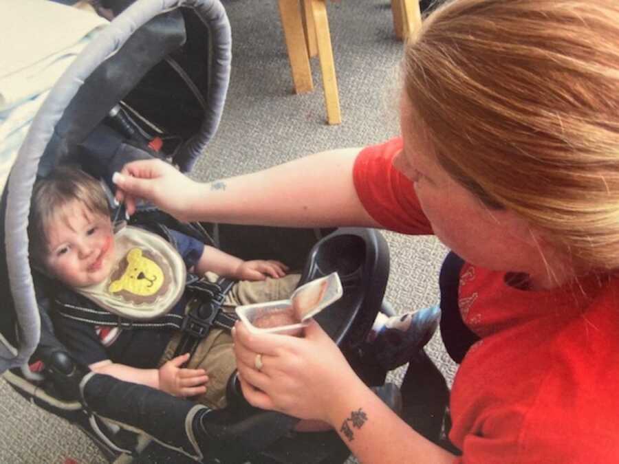 biological mother feeding Micah