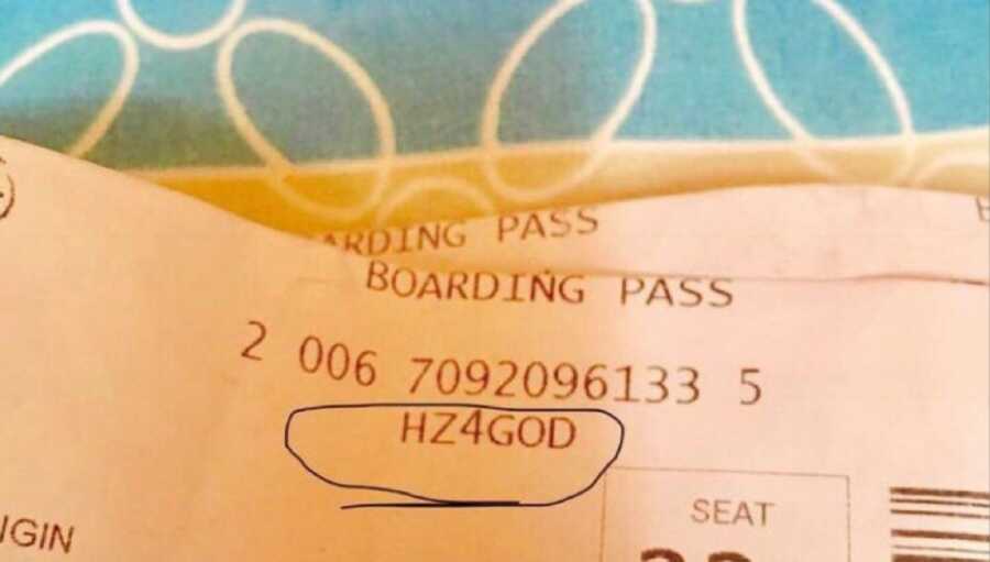 boarding pass showing son is special