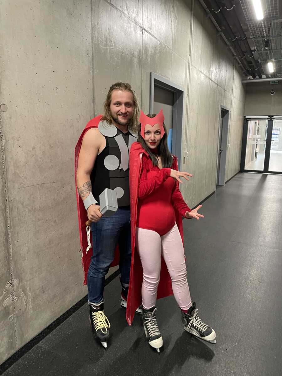 couple dressed as avenger characters