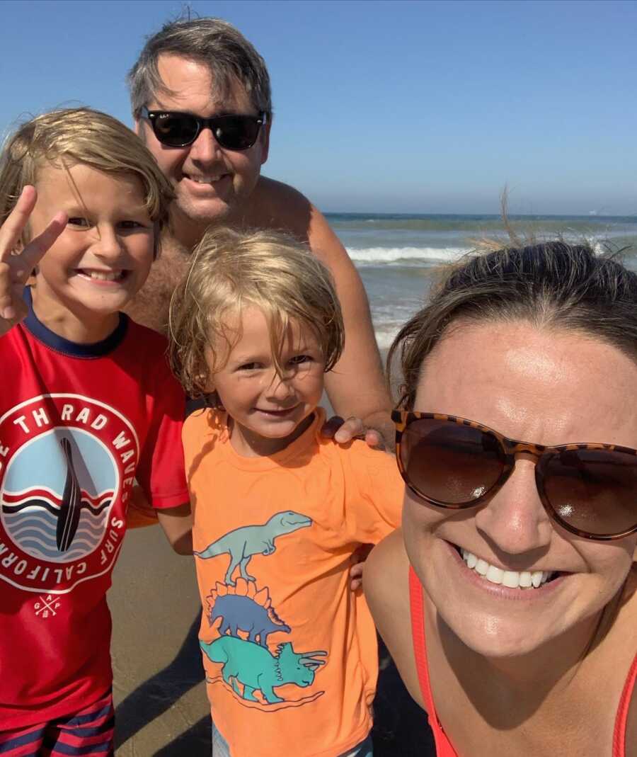 family selfie at beach