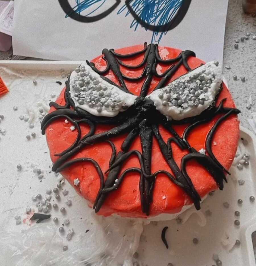 homemade Spiderman cake