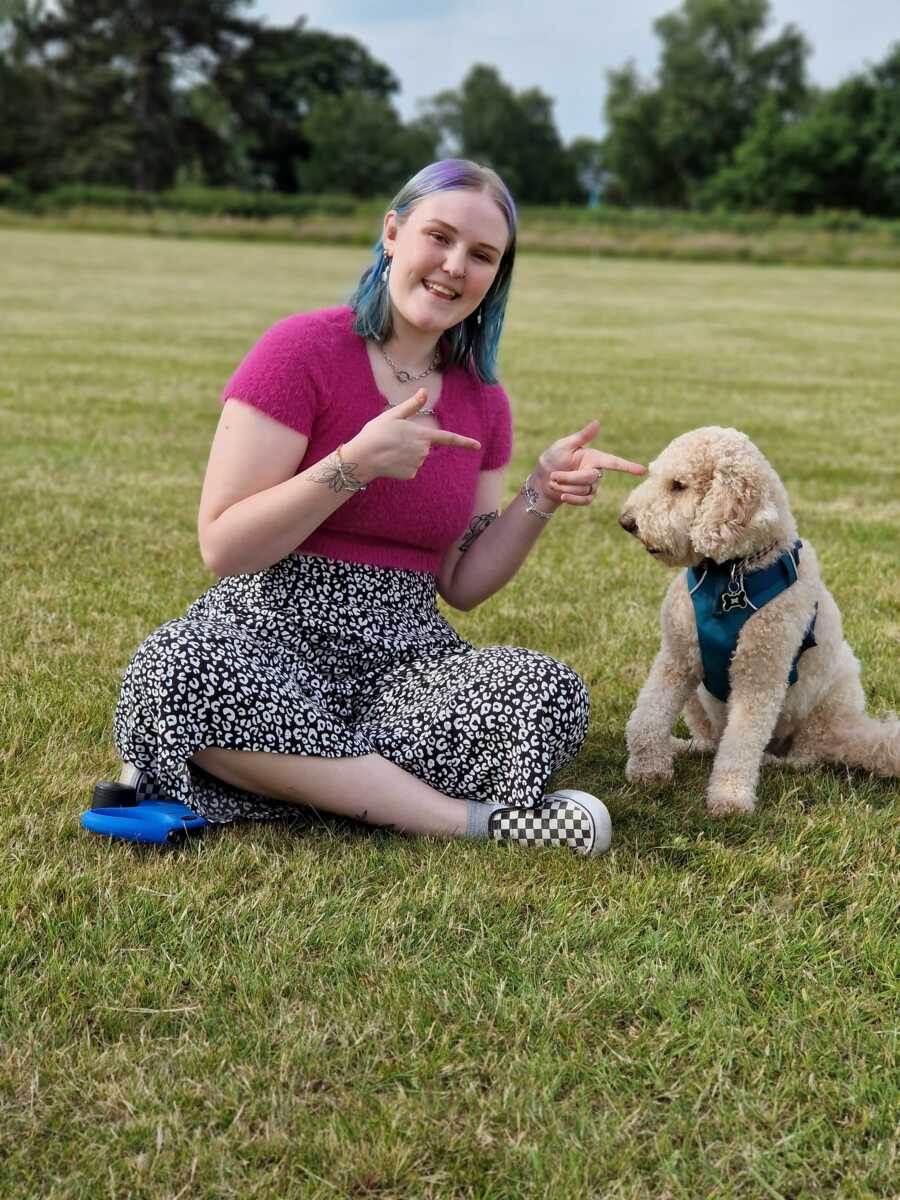 woman with her dog