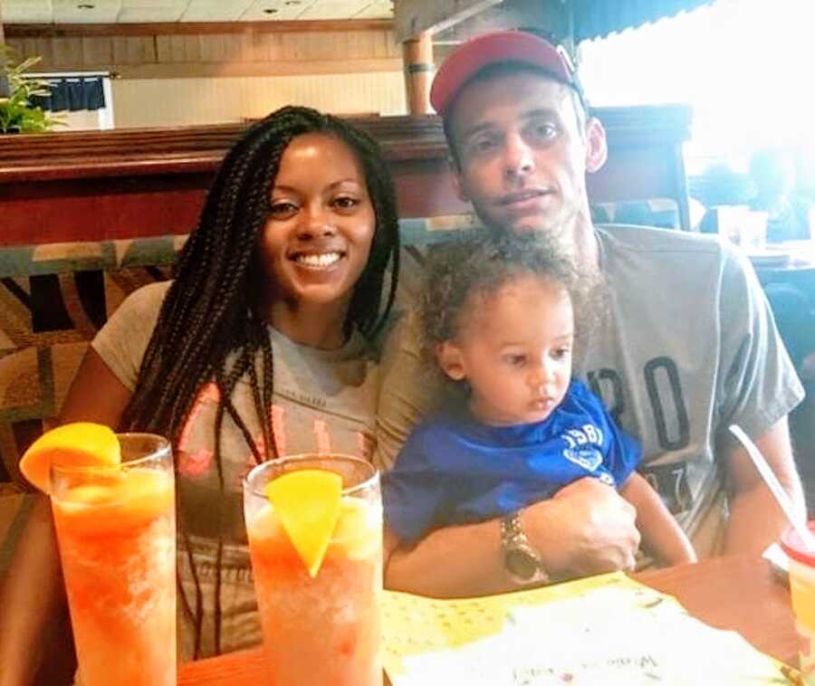 family sitting at a restaurant