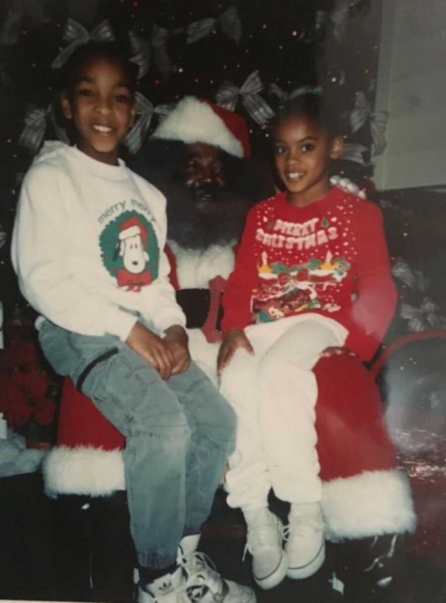 Foster brother and Leigh as children