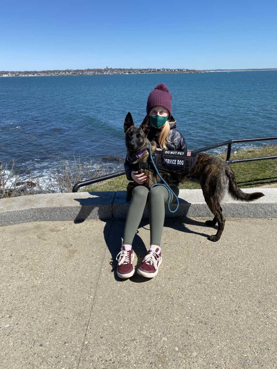 service dog by the water