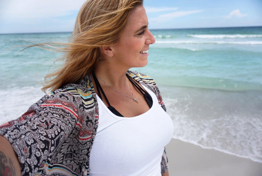 woman taking a selfie on the beach