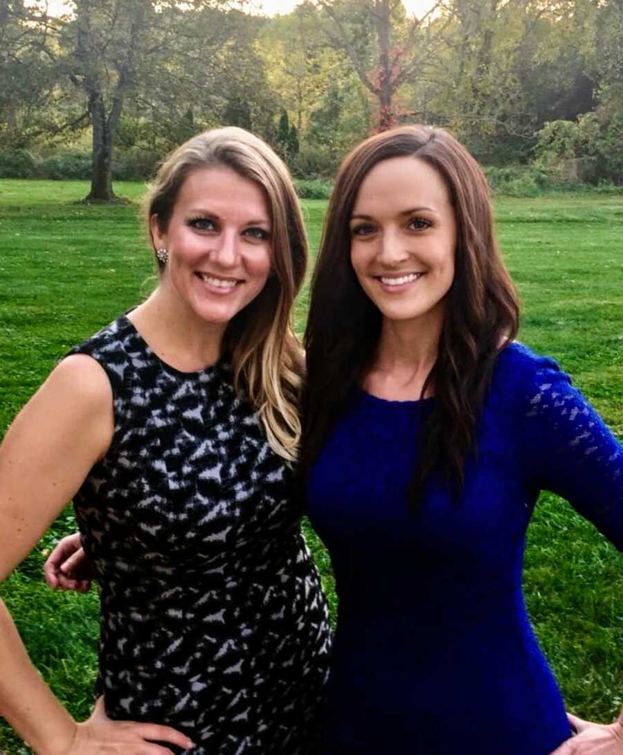 Woman and her friend standing together