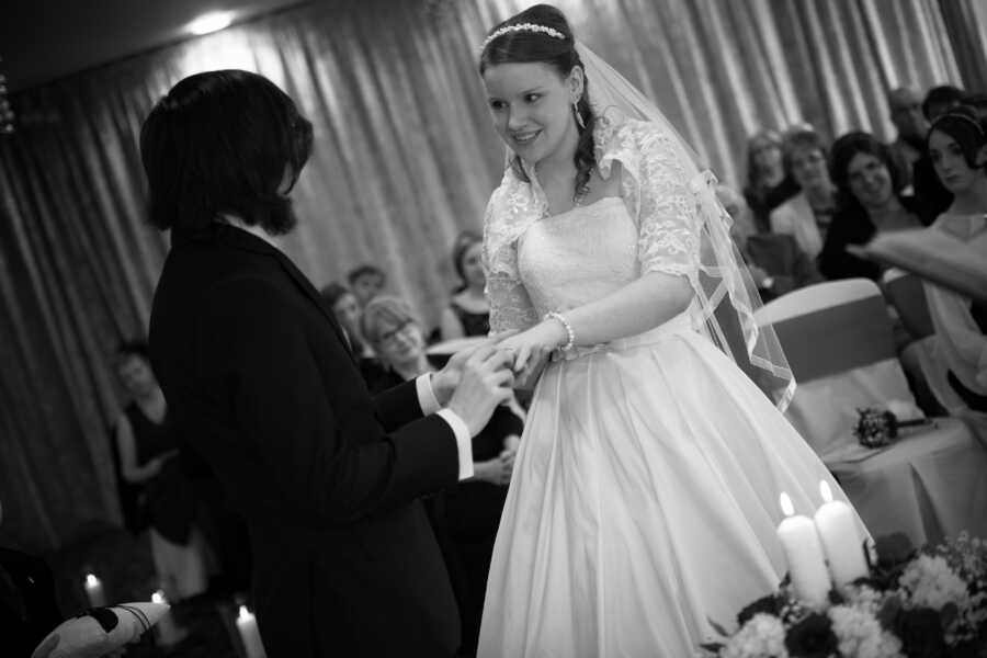 autistic couple dancing on wedding day