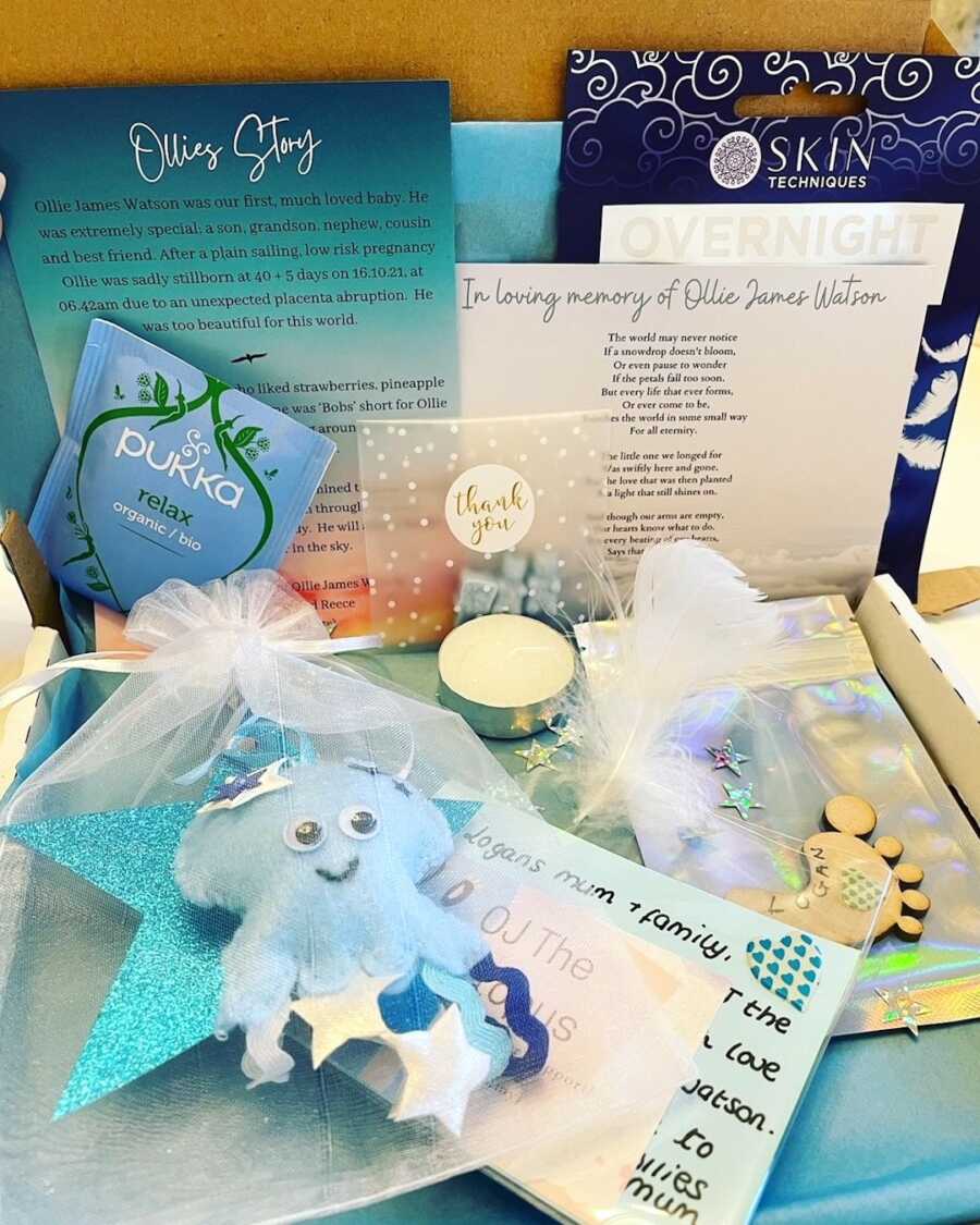care package containing toy octopus to honor stillborn baby