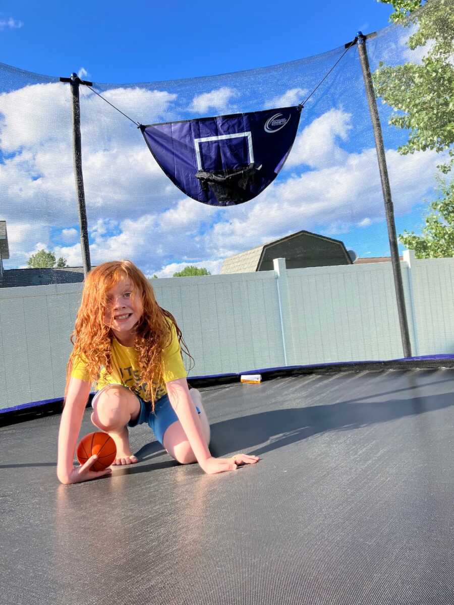 boy on trampoline 