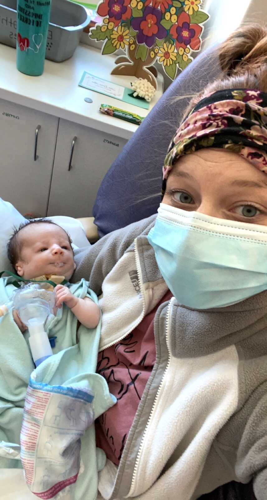 mom takes a selfie with baby girl who has nager syndrome